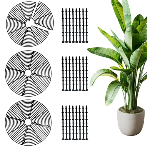 KLYNGTSK 3 PCS Protectores de Suelo para Macetas con 24 pernos Rejilla Protectora para Macetas de Plantas Cubierta Protectora para Macetas Protectores de Cubierta de Suelo para Macetas para Niños Gato