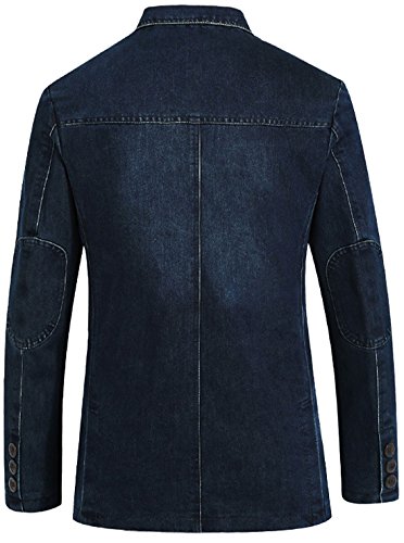 chouyatou Men's Classic Notched Collar 3 Button Tailoring Distressed Denim Blazer Jacket2