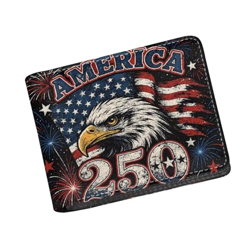 Image of Coldinair America 250 Years Eagle Leather Wallets for Boys 6-12 Bifold Wallet for Teen Boys,Cool Credit Card Cash Id Holder Rfid Blocking Small Wallets with Coin Pocket