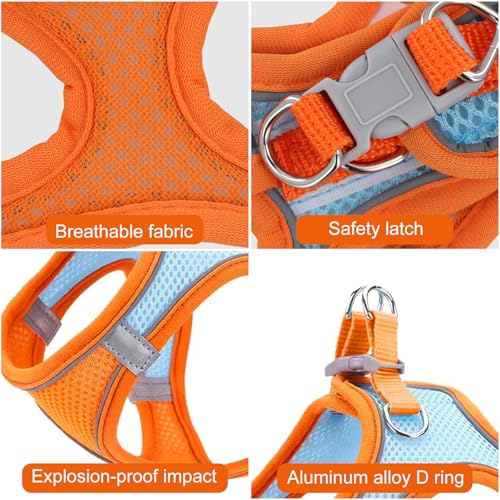 Verstellbares Katzengeschirr, Air-Mesh Atmungsaktiv Brustgeschirr mit1,5m Leine, Weich Gepolstert Hunde Geschirr, Katzenleine Kitten mit Reflektierenden Streifen, Katzen Weste (Rosa, 3XS)