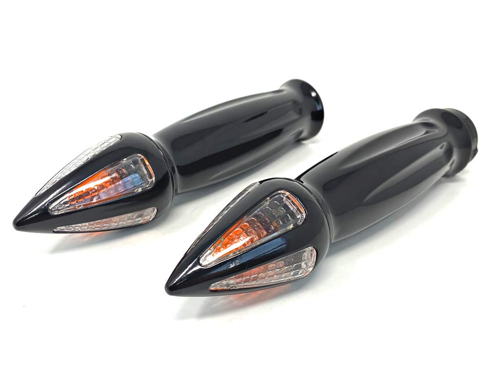 Poignées de Moto avec Clignotants Intégré pour Guidon de 25mm | Custom Roadster Cruiser Chopper Bobber