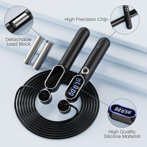 Image of Cordless Jump Rope with Counter, Weighted Ropeless Skipping Rope for Fitness, Adjustable 2-in-1 Jump Rope for Women Men, Digital Calorie Counter, Tangle-Free Home Gym Workout Equipment