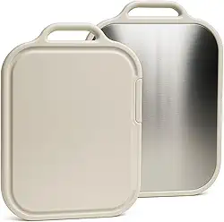 Tabua De Corte Inox AntiBacteriana Premium - Uma Face Inox Outra Polietileno Resistente, Não Mancha Ideal para Carnes, Legumes e Cozinha Profissional, Higiênica e Facil de Limpar