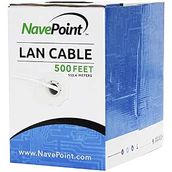NavePoint CAT6 Ethernet Cable - 500ft Bulk CCA Unshielded Twisted Pair (UTP) White
