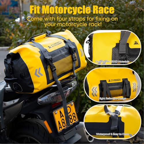 Waterproof Duffel Bag Large Dry Bags Waterproof Motorcycle Dry Bag 40L/66L for Travel Heavy Duty Roll Top with Zippered Pockets & Molle Loops Durable Straps and Handles for Kayaking Camping Boating3