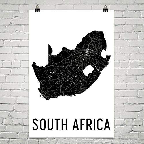 South Africa Map, South Africa Art, South Africa Decor, South Africa Poster 12" x 18"