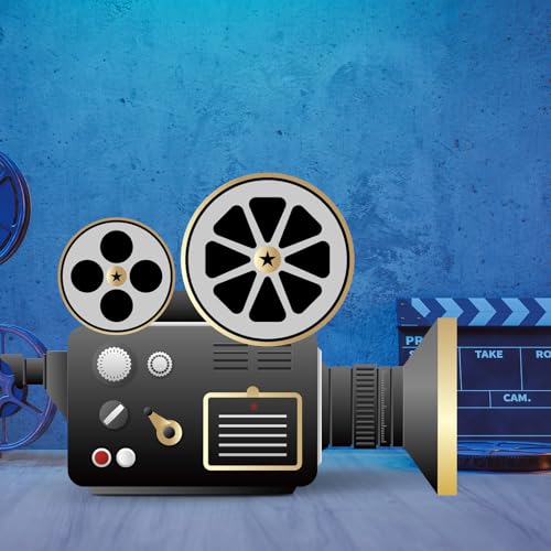 Image of DoubleFill 4 ft Movie Night Party Decorations Red Carpet Movie Camera Cardboard Cutout Stand up Premiere Party Decorations Red Carpet Photo Prop Backdrop for Prom Night Theme Decor