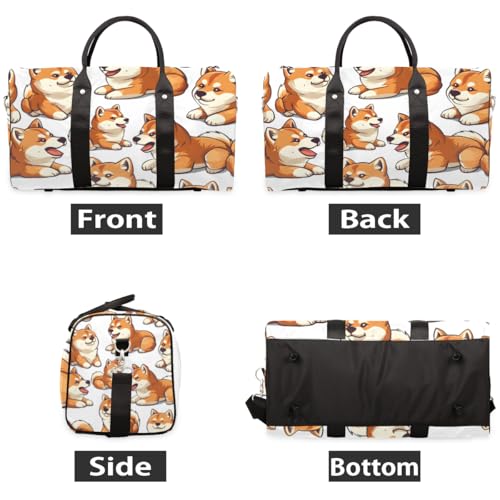 Funny Corgi Travel Duffle Bag for Women Men Gym Duffel Foldable Bag Waterproof Weekender Animals Puppy Dog Duffle Tote3