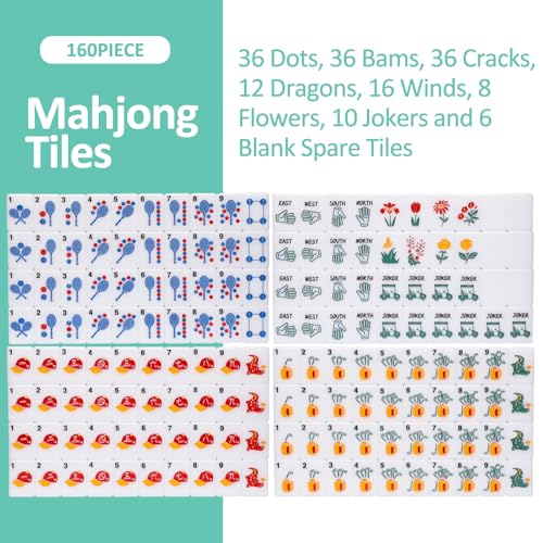 Juego de Mahjong Americano con 160 fichas acrílicas miniatura 5