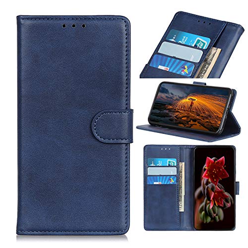 TOPOFU Coque pour Xiaomi Poco F3 5G,Étui Housse en Cuir de Texture de Peau de Vache Portefeuille avec Support,Porte-Cartes de Crédit,Magnétique,Coque Antichoc Flip Cover Case-Bleu Cover