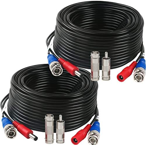Tainston 2 Pack 30 Feet BNC Video Power Cable,BNC Extension Wire Pre-Made All-in-One Video Security Camera Wire with Connectors for CCTV Camera DVR Surveillance System