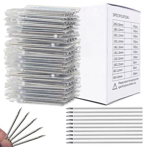 16G Piercing Needles 100pcs -Usiriy Hollow Needles Ear Nose Piercing Needle for Lip Tongue Belly Navel Nipple Professional Piercing Tools