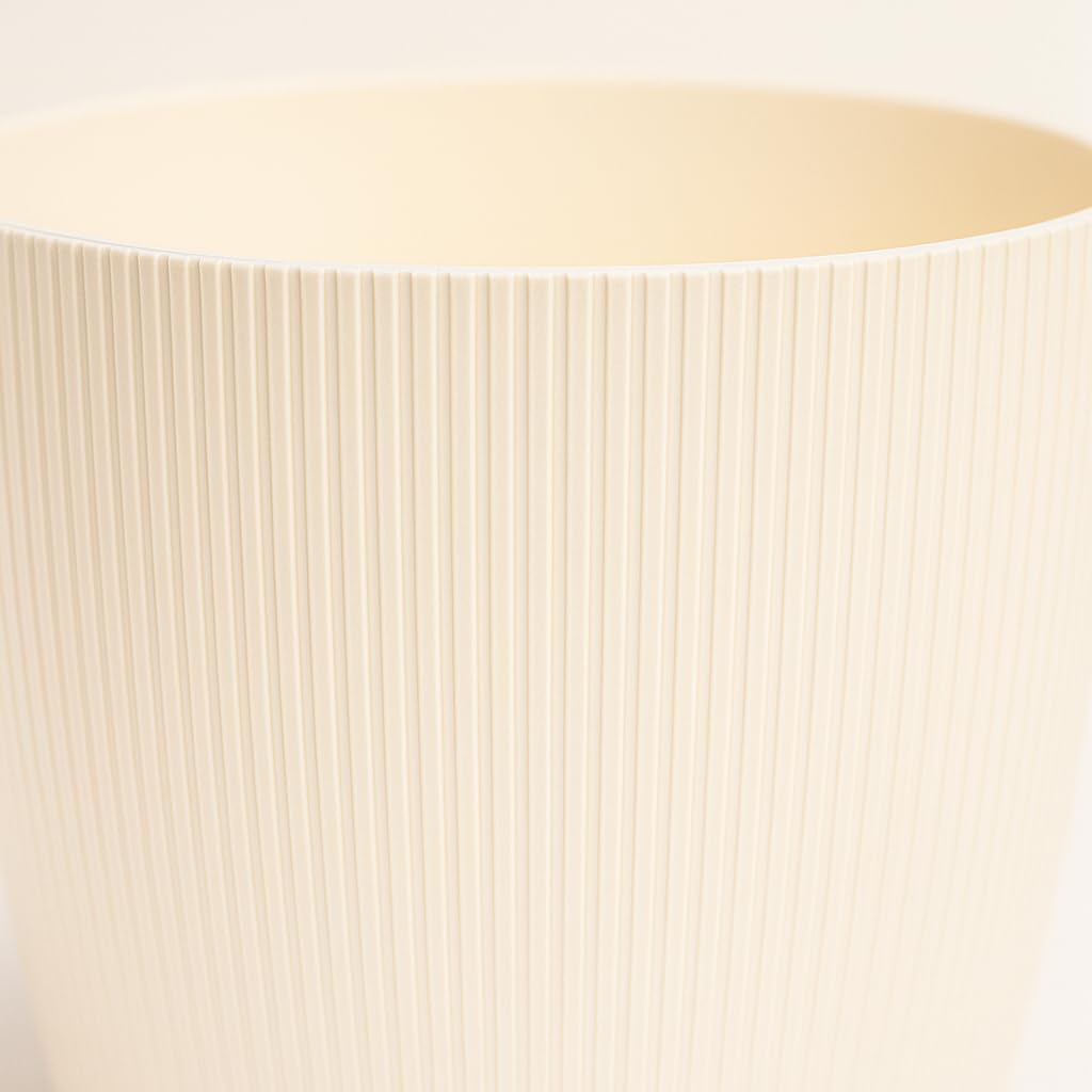 Home Garden Ornaments Plant Pots Indoor – Indoor Plant Pot for Home and Garden, Decorative Striped Set of 3 Flower Pots (Diameter 18cm, Cream) — view 5