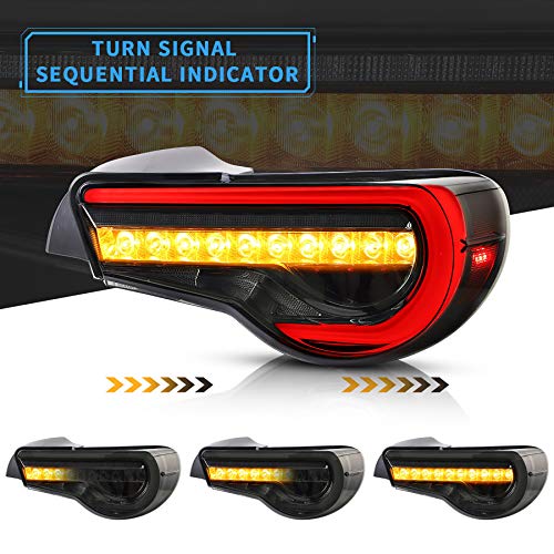 Vland Led Tail Lights Compatible With Scion Fr-S 2013-2016 Toyota86/ Subuaru Brz 2013-2020 With Amber Sequential, Full Led Rear Lamp Assembly Including Passenger& Driver Sides, Smoke/Tinted #TOP2