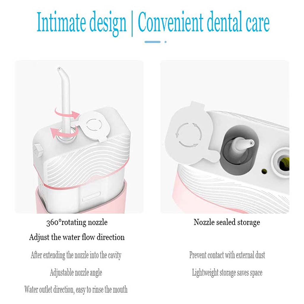TJH Flosser Portatile per Acqua Cordless per Denti, irrigatore Orale per Filo interdentale 3 modalità 2 Punte per Getto d'Acqua 150 ml Serbatoio USB Ricaricabile per Viaggi all'aperto Domestici