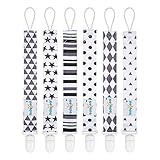 Babygoal Pacifier Clips, 6 Pack Pacifier Holder for Boys and Girls Fits Most Pacifier Styles,Teething Toys and Baby Gift 6PB05