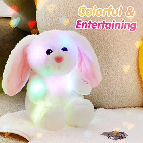 Bstaofy Light Up White Bunny Soft Plush Toy Led Rabbit Lop Ear Night Light Stuffed Animals Easter Birthday Christmas Festival Occasions Gift For Kids Toddlers 8'' #TOP1