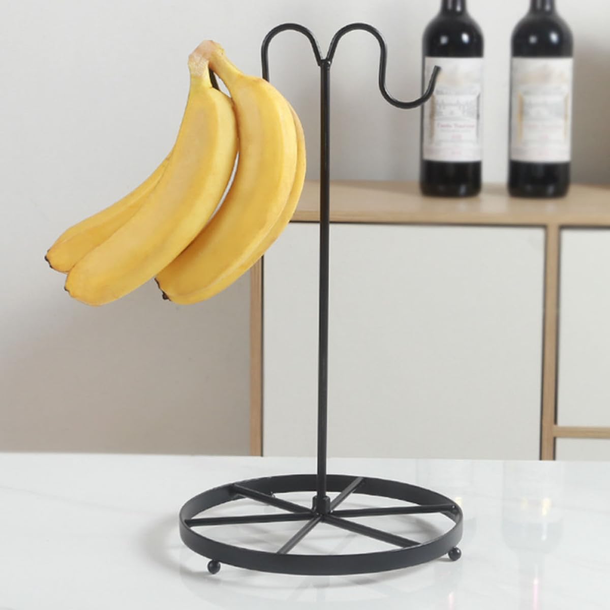 Supporto Naturale Gancio Banane Nero per Ferro in Design Semplice e Funzionale Conservazione Piano Cucina