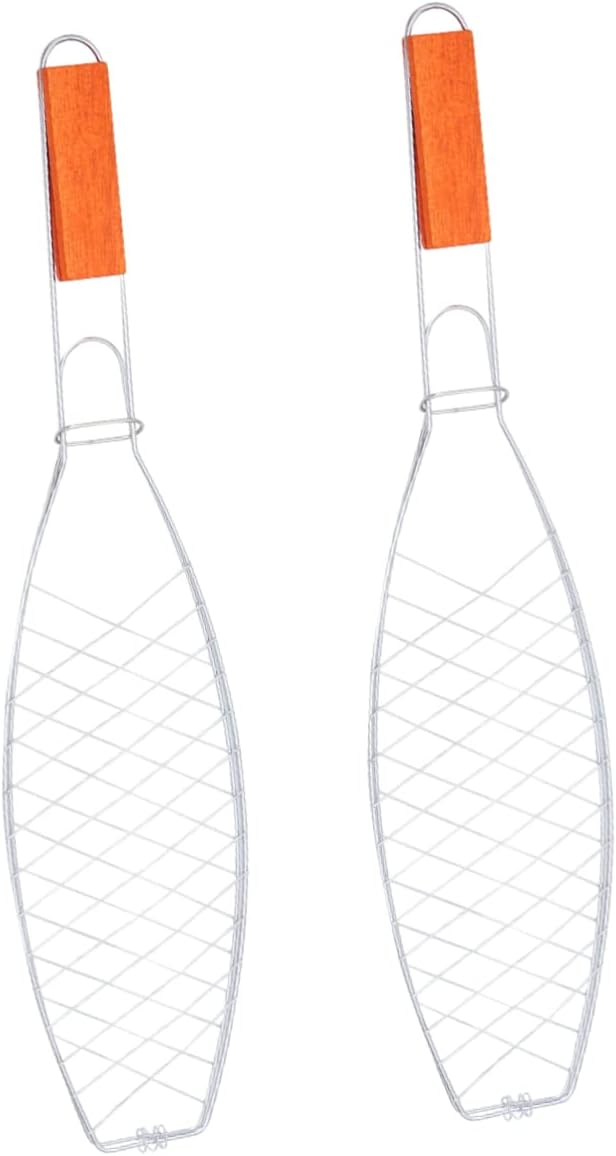 2pcs Barbecue Grill Rack Fish Grill Clip Outdoor Barbecue Tool for Camping Hiking