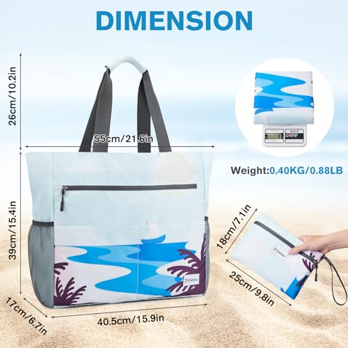 Image of G4Free Beach Bag, Waterproof Sandproof Beach Tote Bag, Large Capacity Foldable for Women