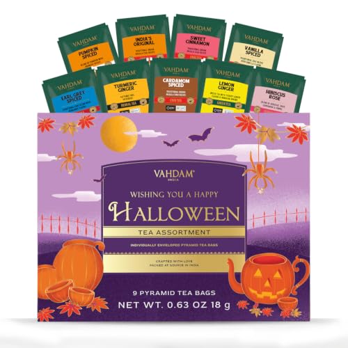 VAHDAM LIMITED EDITION - Halloween Tea Gift Set (9 Unique Pyramid Teabags)