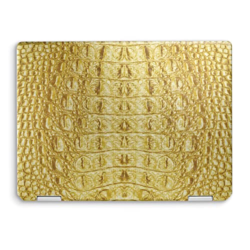 Image of MightySkins Carbon Fiber Skin Compatible with HP Spectre x360 14 inch (2022) Full Wrap Kit - Golden Croc | Protective, Durable Textured Carbon Fiber Finish | Easy to Apply | Made in The USA