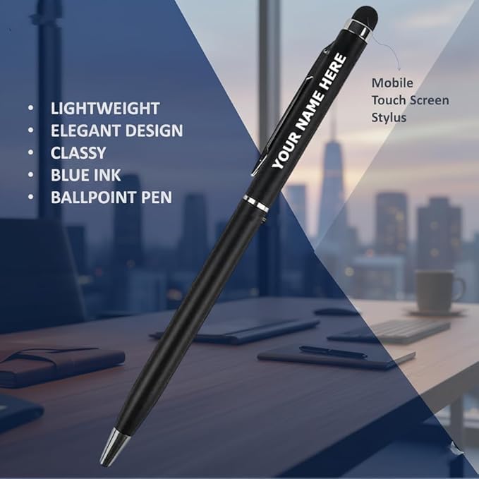 Image of Personalized Ball Pen Black | Name Engraved Metal Ballpoint Pen | Stylish Designer Pen | Customized Pen with Glossy Finish | Premium Gift Pen for Office, Employees & Corporate Use