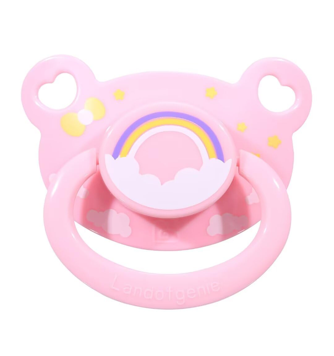 Landofgenie Adult Sized Pacifier Large Handle Large Shield Cute Print Paci Pink