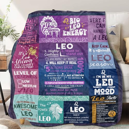Leo Zodiac Throw Blanket - Astrology Birthday Gift for Women & Men, 60"X 50"