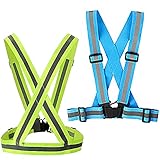 2Pcs Safety Reflective Vest Running Gear, Adjustable Lightweight 360°High Visibility Work Signal Vest for Outdoor Walking, Jogging, Running, Cycling