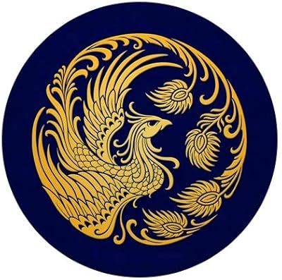 CafePress Traditional Yellow Phoenix Circle On Blue Mini But 1