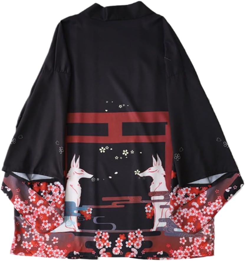 Amazon | [SYZHXHKL] 法被 狼 着物 半纏 （はんてん） 長半纏 袢天 半