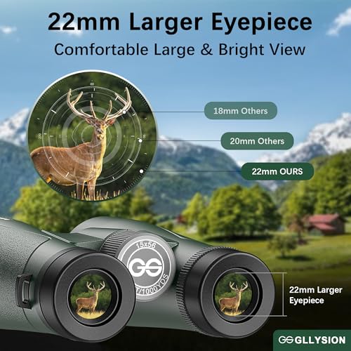 Image of 15X56 Professional UHD Binoculars for Adults High Powered with Phone Adapter and Harness, Super Bright Waterproof Binoculars for Hunting Stargazing Bird Watching Hiking Travel