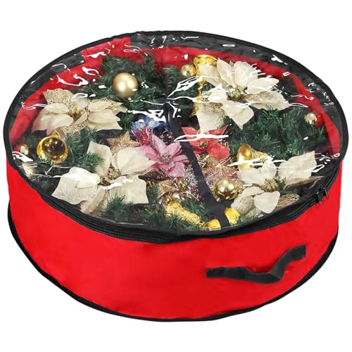 XIMEY Bolsa Corona Navidad, Bolsa de Almacenamiento de Guirnaldas de Navidad, Estuches de Guirnaldas de Navidad para Corona de Adviento, Adornos Navideños, Bolas Navideñas 24 pulgadas