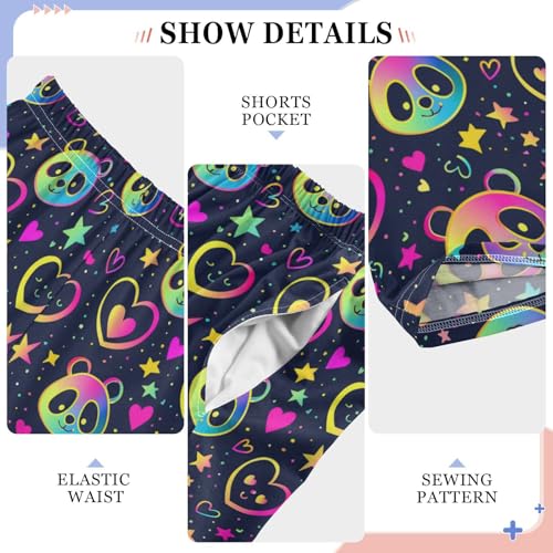 Pajama Bottoms, Neon Color Panda Pattern Sleeping Pant Lounge Wear Pajamas Long Pants Sleepwear Pjs4