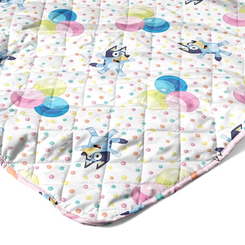 Image of Northwest Bluey Balloon Celebration Quilted Throw Blanket - Official Cartoon Throw Blanket Featuring Bluey, for Adults Boys Girls Bed, Couch, or Playroom, 60 x 80 Inches