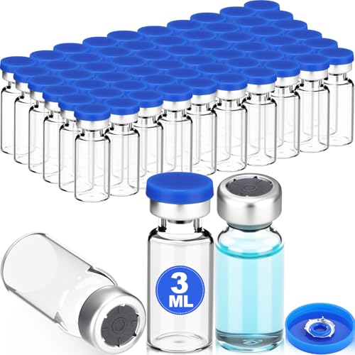 60 Pcs 3ml Sterile Vials Empty Vials for Injection, Blue Lid