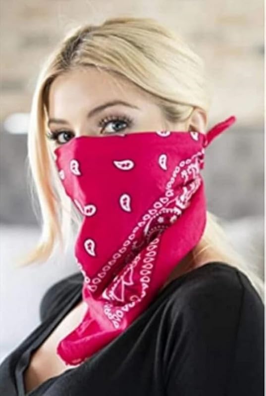 DIKHAWA Unisex Cotton Bandana/Head Wrap/Wristband/Face Cover/Handkerchief For Men And Women (ORANGE,PINK_50CM X 50CM_Pack of 2) 2