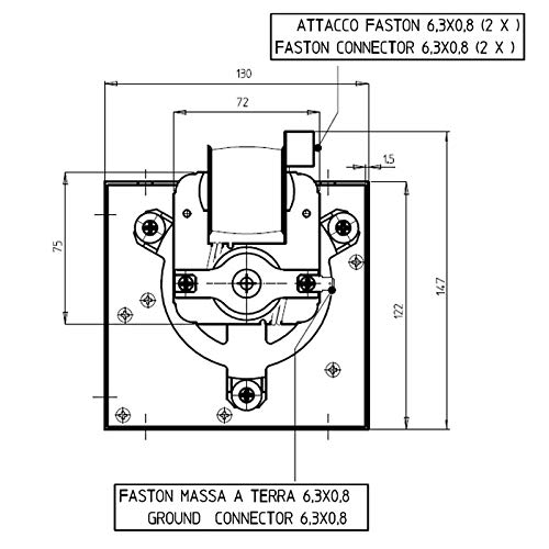 Easyricambi Ventilatore tangenziale EMMEVI FERGAS TGA 80/1 270/35 158205 per Stufa a Pellet. Lungo 387mm Ventola 80mm Bocchetta: 280x44mm