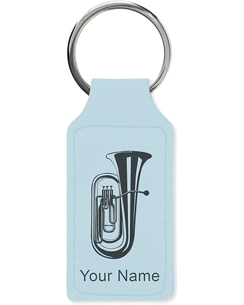 LaserGram Rectangle Keychain, Tuba, Personalized Engraving Included