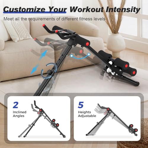 RELIFE REBUILD YOUR LIFE AB Workout Machine Adjustable Ab Trainer Machine Foldable Ab Cruncher Strength Training Equipment for Home Gym, Full Body Workout Equipment 440 LBS