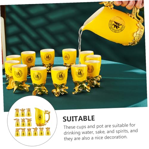 Set de 12 copas de cerámica doradas con dispensador miniatura 7