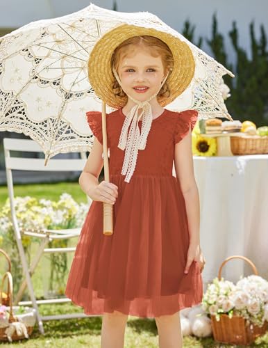 Arshiner Toddler Lace Tutu Dresses Ruffle Sleeve 3 Layers Tulle Flower Wedding Birthday Summer Little Girls Dress2