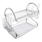 Weida | Escurridor de Platos 2 Niveles en Acero Negro | Estantería Multifuncional para Platos y Utensilios | Tamaño Compacto | Ideal para Cocinas Pequeñas (1, 41cm-26cm-11.5cm)