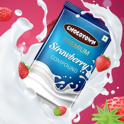 Image of Choco Nutri Town Premium Strawberry Compound Slab | Chocolate Bar For Making Cakes & Cookies - 500G