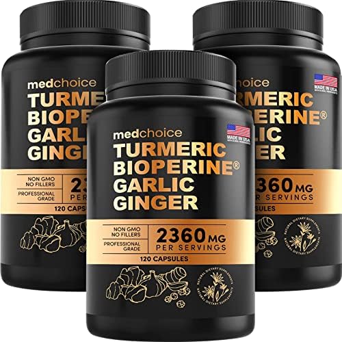 4in1 Turmeric and Garlic Supplements with Bioperine 2360 mg (120 ct) Turmeric