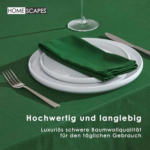 Homescapes Hochwertige Tischdecke dunkelgrün 137x137 cm, Tischtuch quadratisch aus 100% Baumwolle, waschbar & pflegeleicht – Ansicht 4