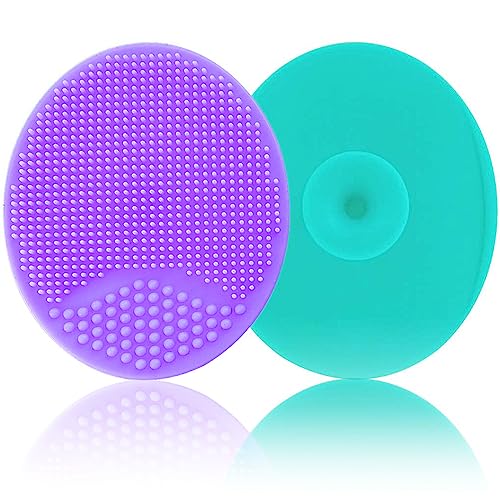 Baby Cradle Cap Brush, Silicone Baby Bath Brush, Silicone Scrubbers Exfoliator Brush | The SkinSoother Baby Essential for Dry Skin, Cradle Cap and Eczema (Large – Green&Purple)