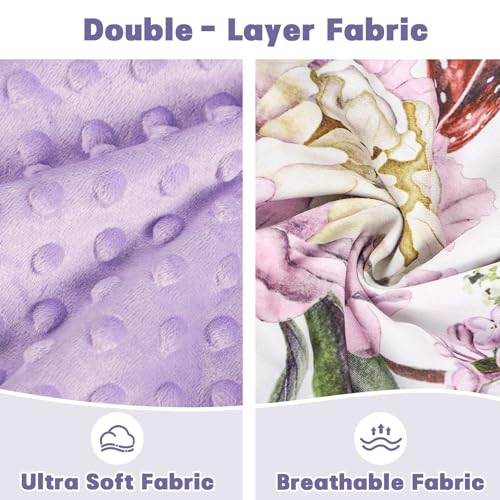 Image of Car Seat Cover Baby, HNHUAMING Infant Car Seat Covers Canopy for Baby Girl Boy, Cozy & Windproof Newborn Carseat Covers Minky Dot Backing Stroller Cover with Breathable Mesh Window, Purple Floral