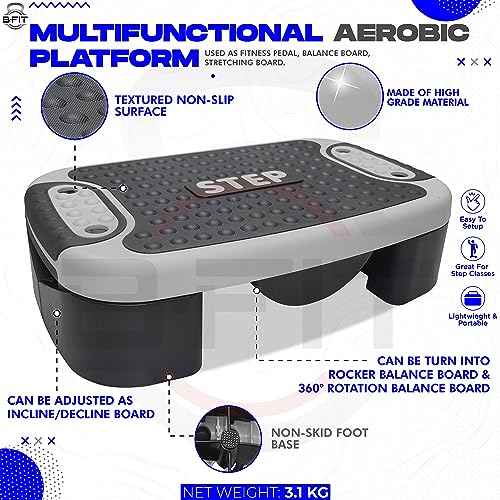 Image of B Fit Premium Quality Aerobic Steppers (53X33X13 CM-GREY)